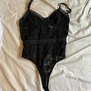 Black lace leotard.